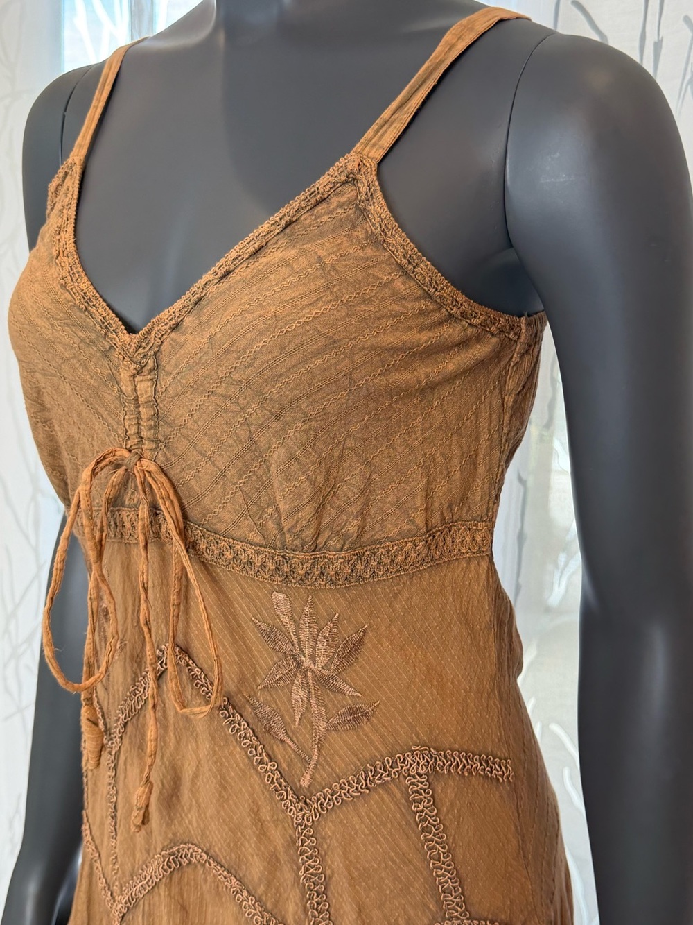 Scully Women’s Long Spaghetti Strap 100% Cotton Dress Copper Brown Size S - Picture 2 of 14